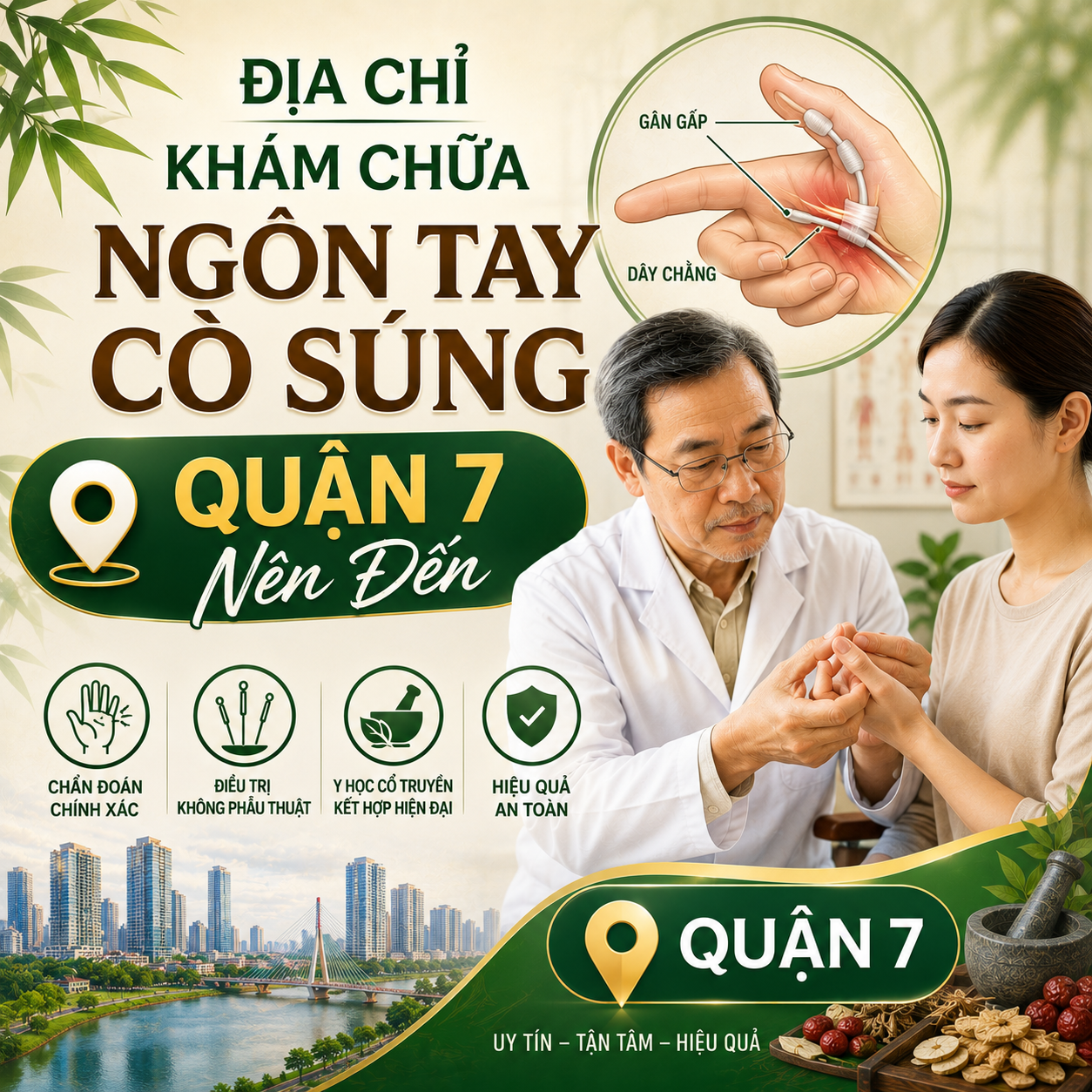 Top địa chỉ chữa ngón tay cò súng uy tín tại Quận 7. Chẩn đoán chính xác bằng Siêu âm mô mềm, điều trị tận gốc chứng kẹt gân gấp ngón tay an toàn