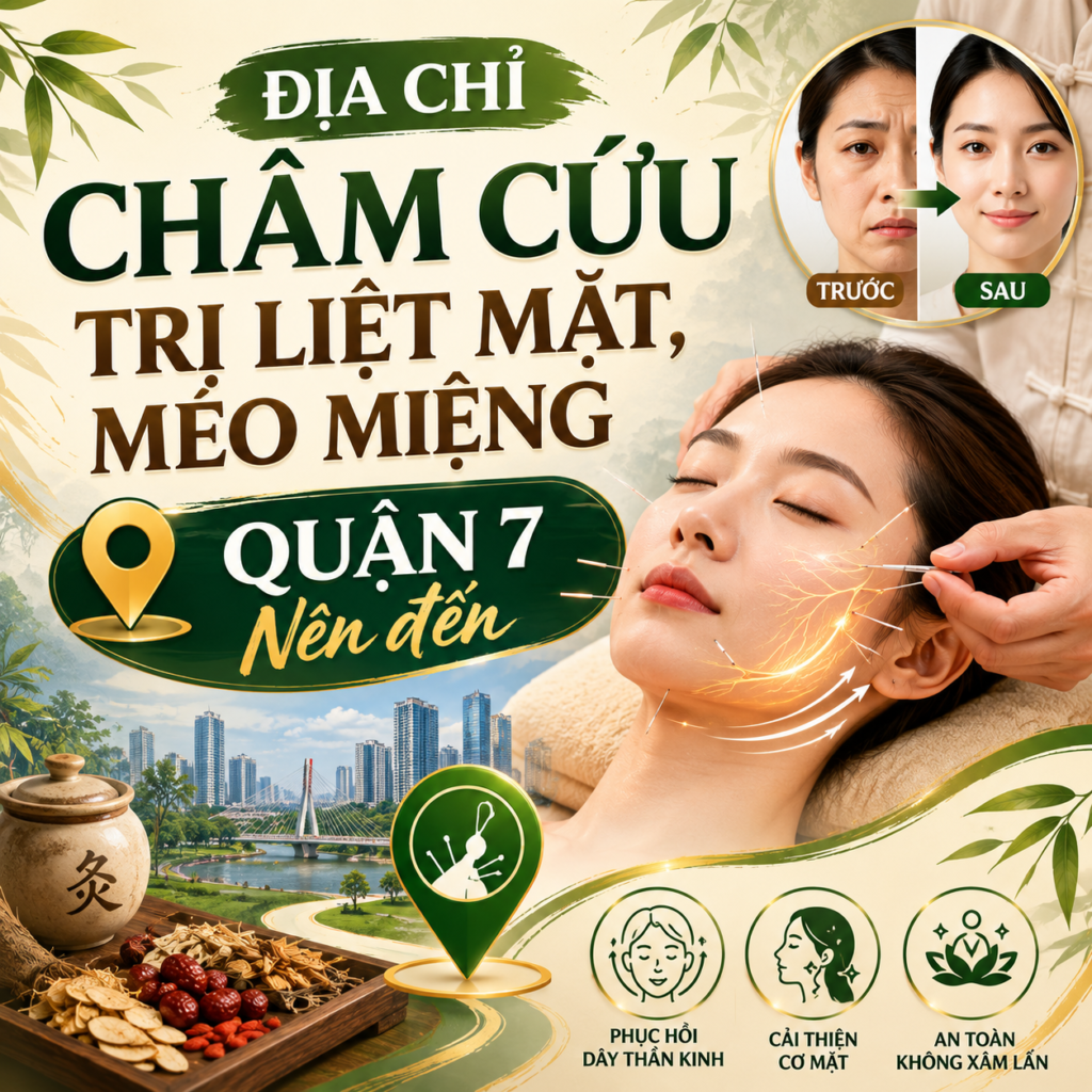 Top 5 địa chỉ châm cứu trị liệt mặt, méo miệng uy tín tại Quận 7. Phác đồ Y học cổ truyền tác động kinh cân, phục hồi dây thần kinh số 7 hiệu quả