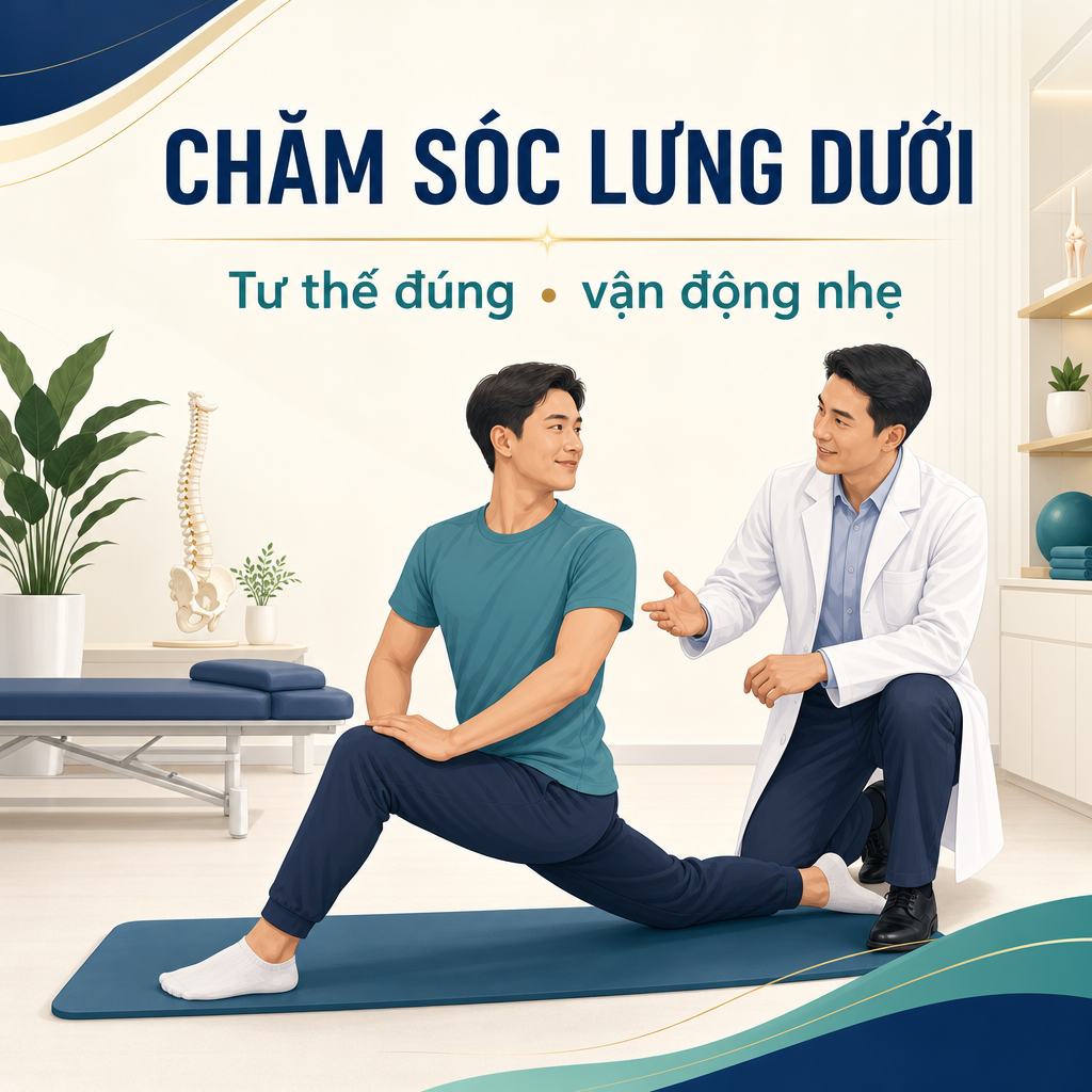 Chăm sóc lưng dưới - tư thế đúng vận động nhẹ