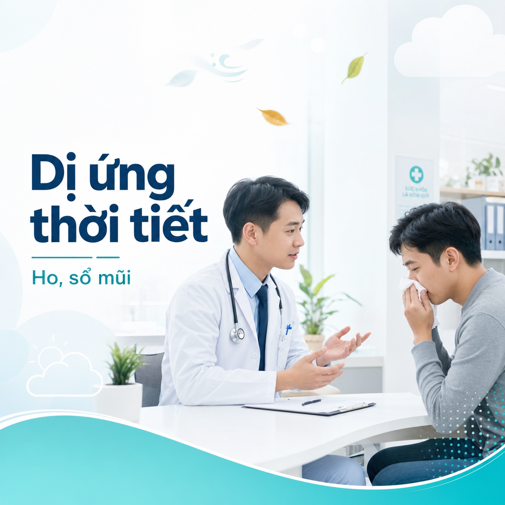 Bác sĩ tư vấn cho người bệnh dị ứng thời tiết gây ho và sổ mũi