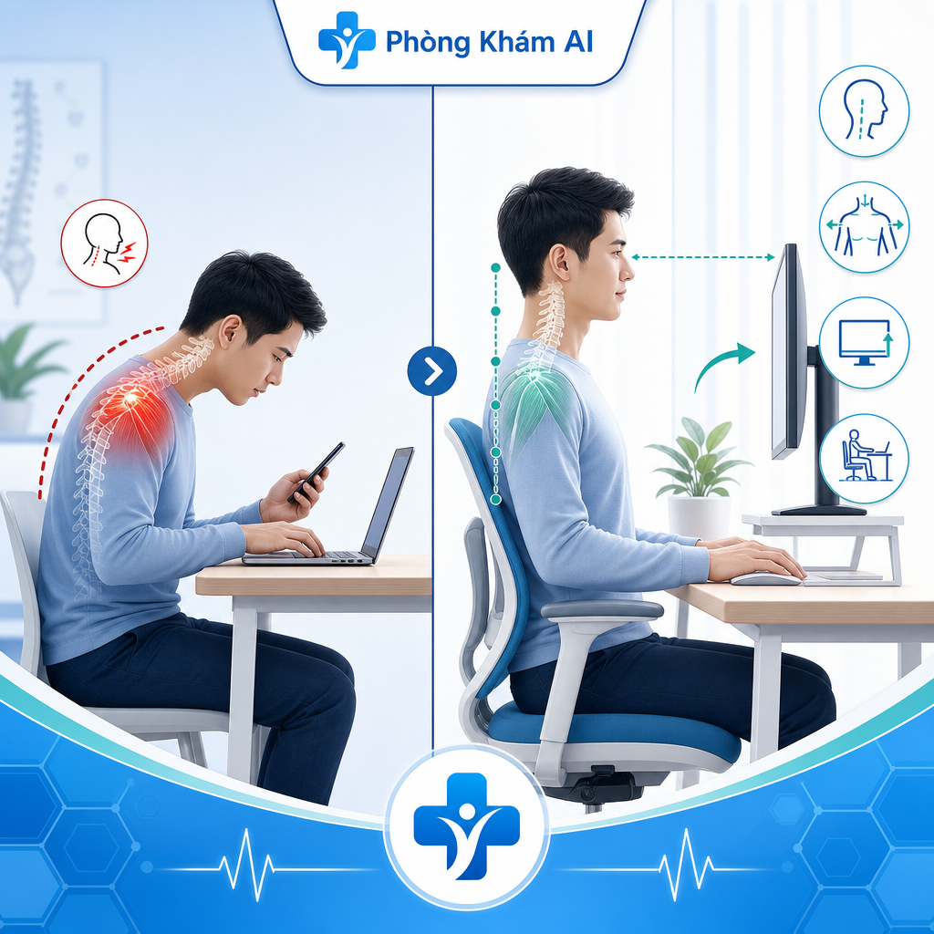 Minh họa nguyên nhân đau vai gáy do tư thế sai