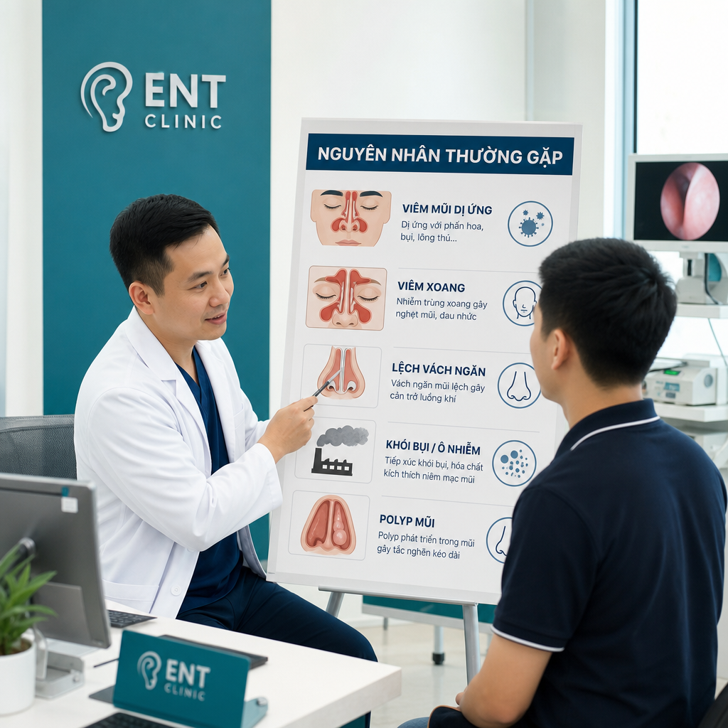 Bác sĩ giải thích nguyên nhân nghẹt mũi kéo dài như viêm mũi dị ứng, viêm xoang và lệch vách ngăn