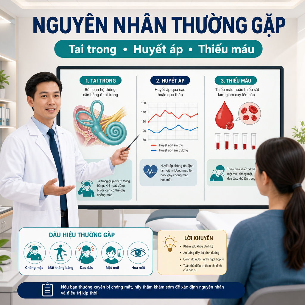 Nguyên nhân thường gặp gây chóng mặt