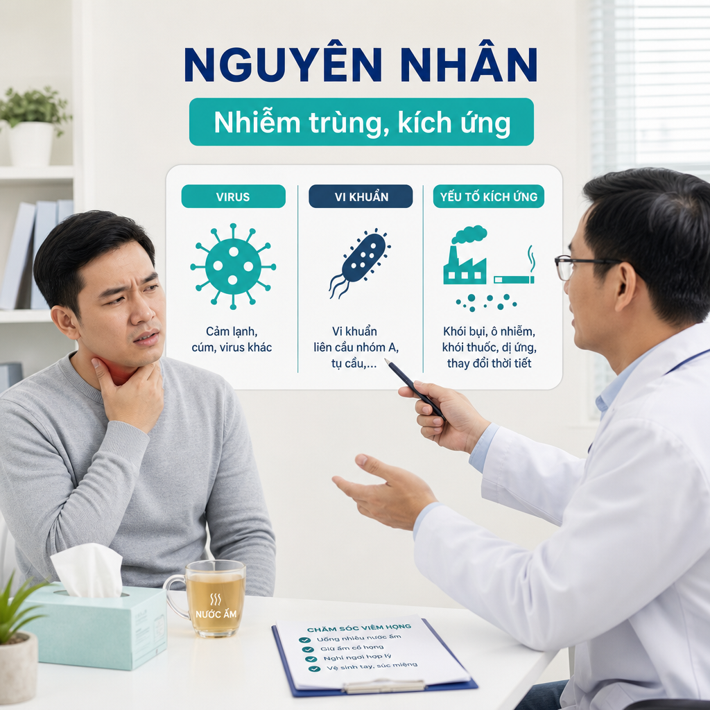 Bác sĩ giải thích nguyên nhân và yếu tố nguy cơ viêm amidan