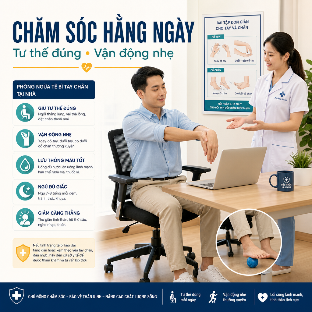 Điều chỉnh thói quen để hỗ trợ giảm tê bì tay chân