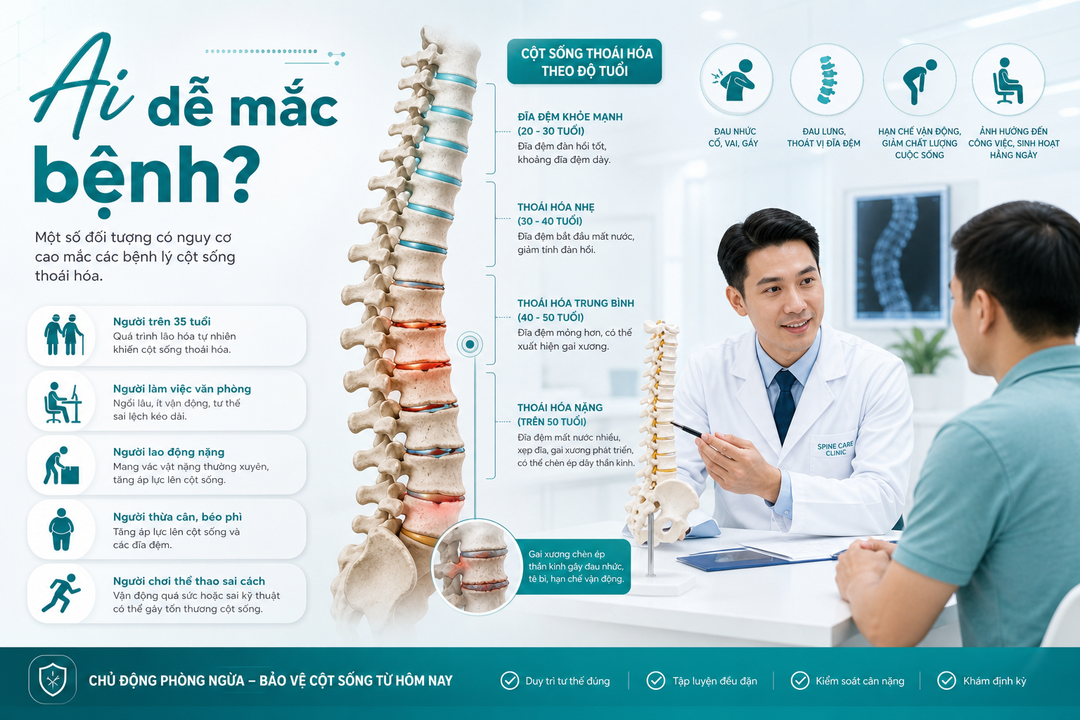 Minh họa nhóm người dễ mắc thoái hóa cột sống