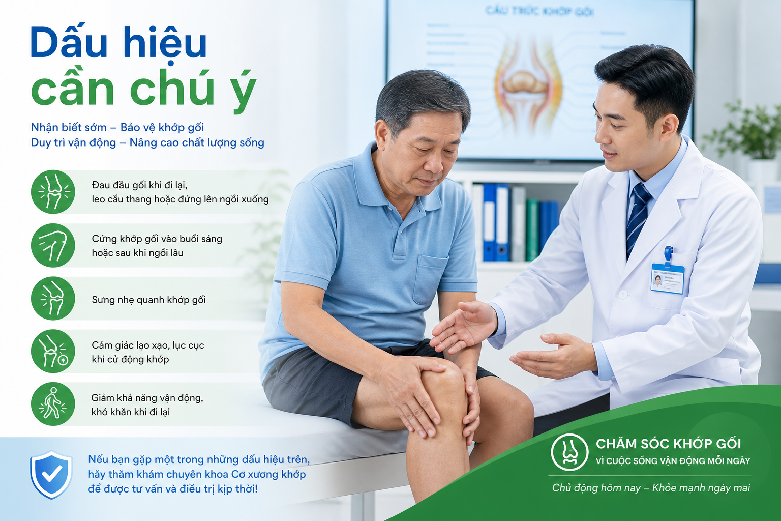 Minh họa dấu hiệu đau khớp gối cần chú ý