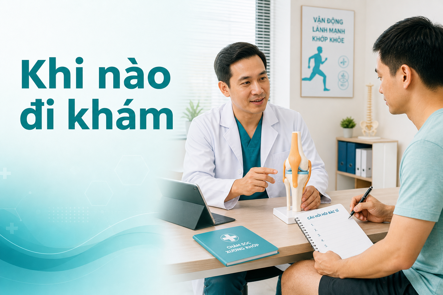 Minh họa chuẩn bị đi khám đau khớp gối