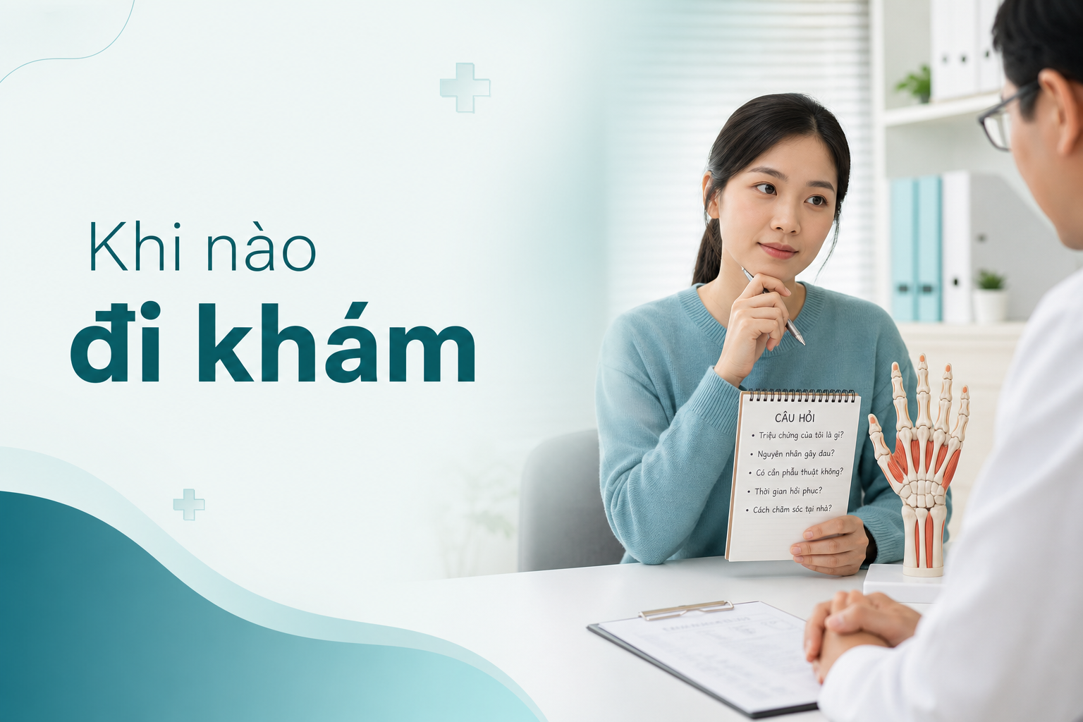 Minh họa chuẩn bị đi khám đau cổ tay tê tay