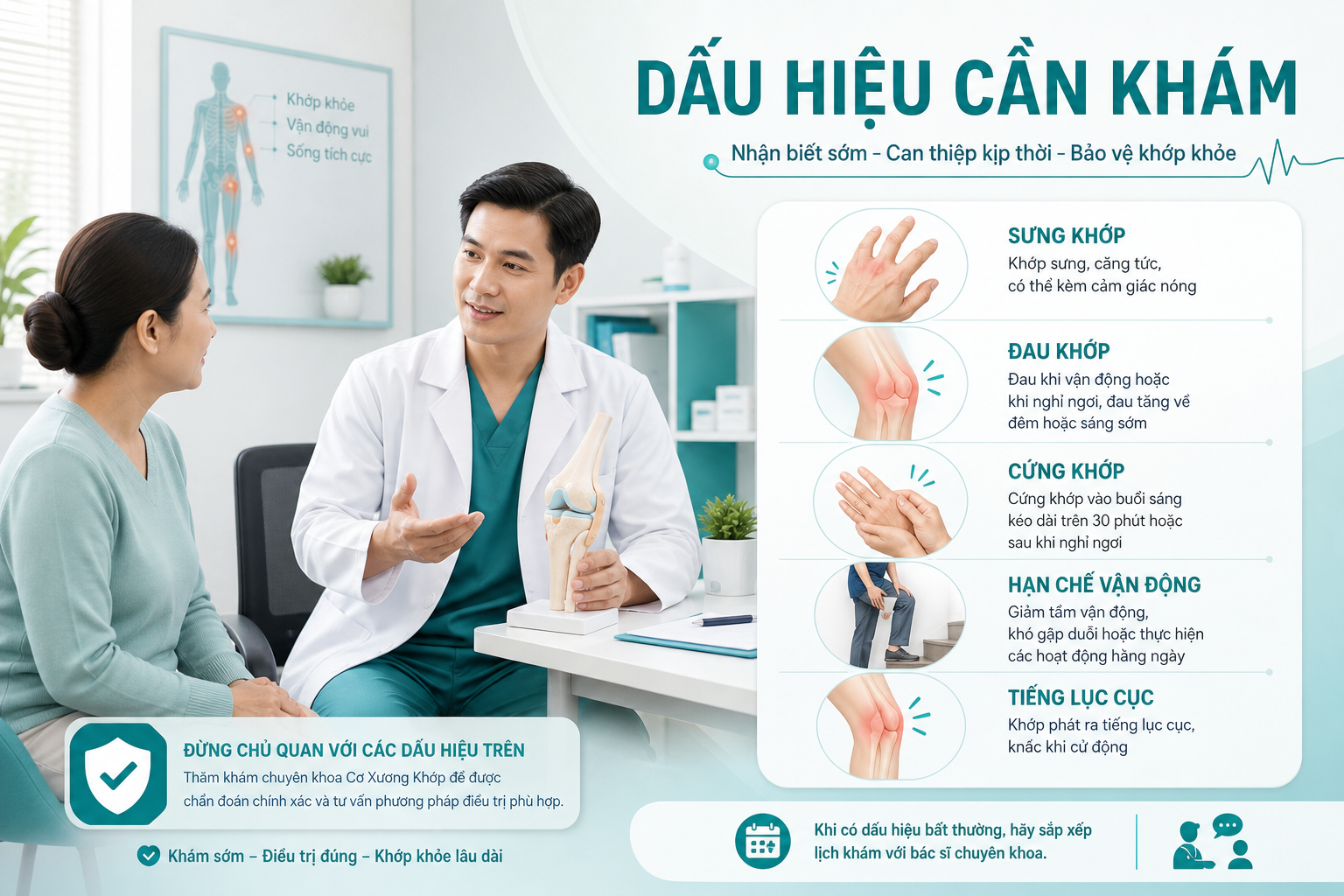 Minh họa dấu hiệu viêm khớp cần khám chuyên khoa