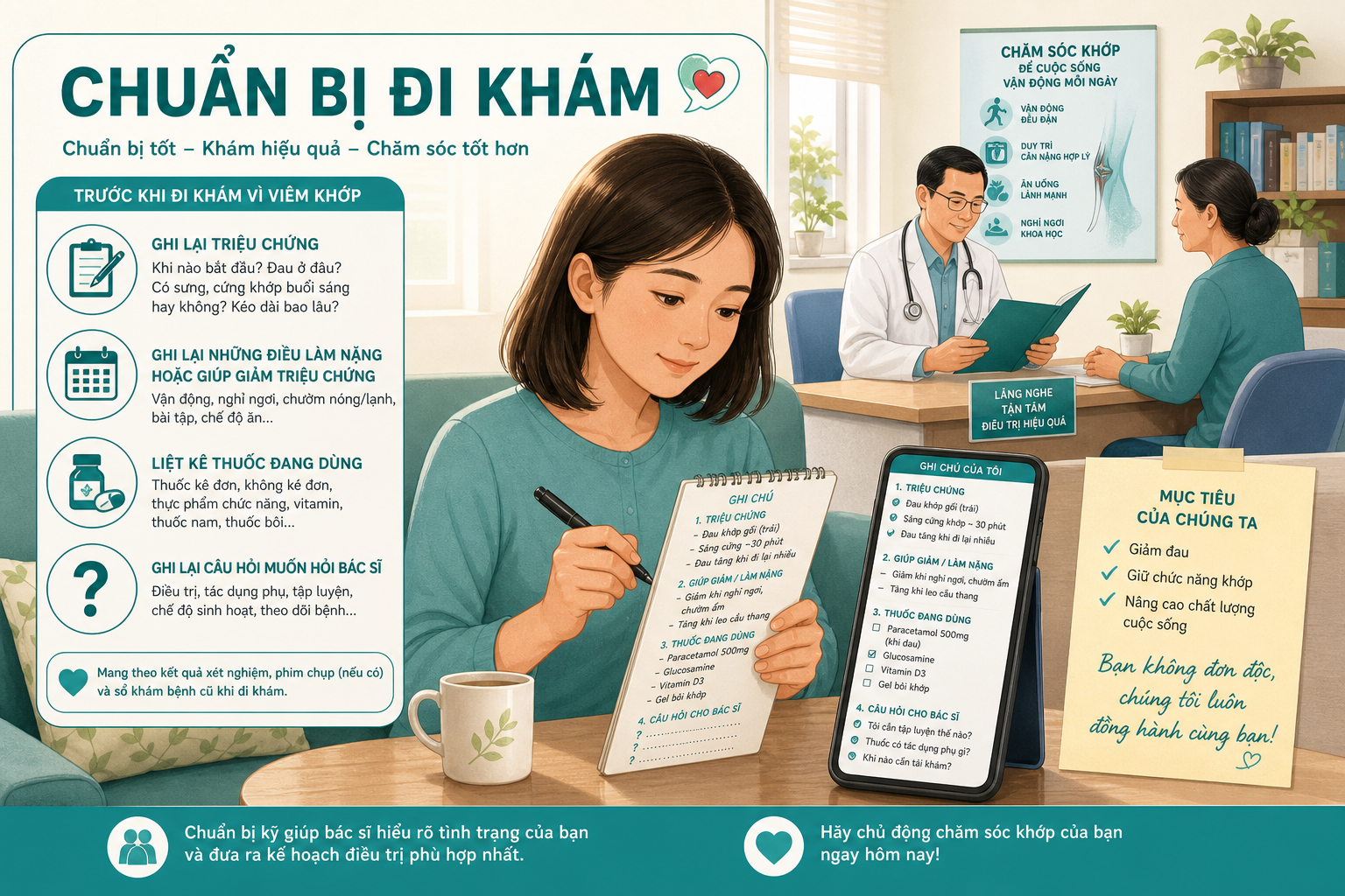 Minh họa chuẩn bị đi khám viêm khớp