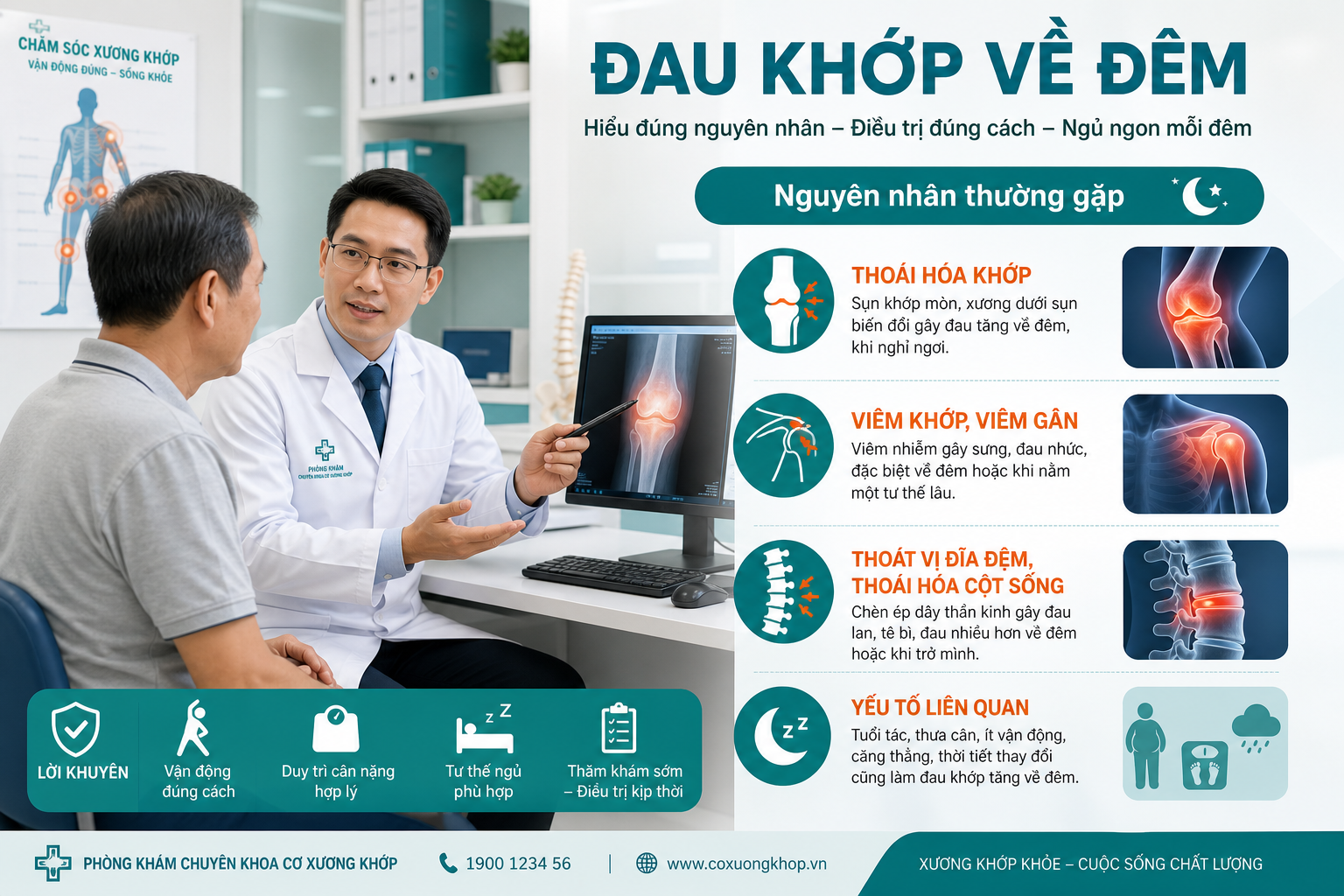 Minh họa nguyên nhân đau xương khớp về đêm