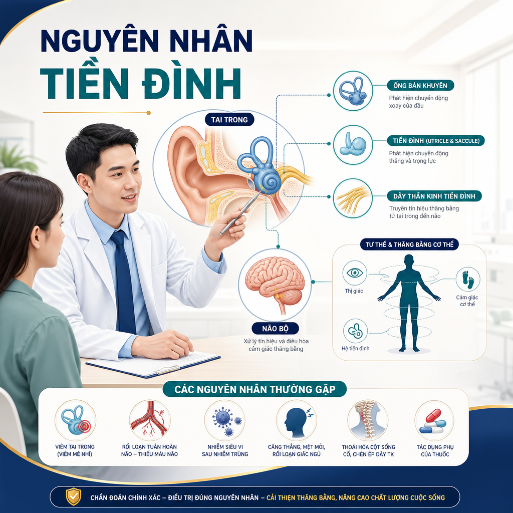 Các nguyên nhân liên quan đến hệ tiền đình cần được đánh giá đúng