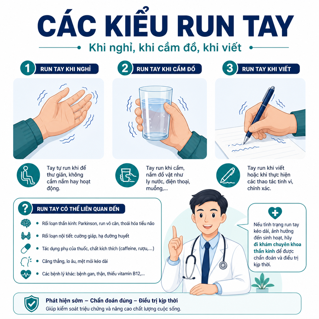 Các kiểu run tay thường gặp