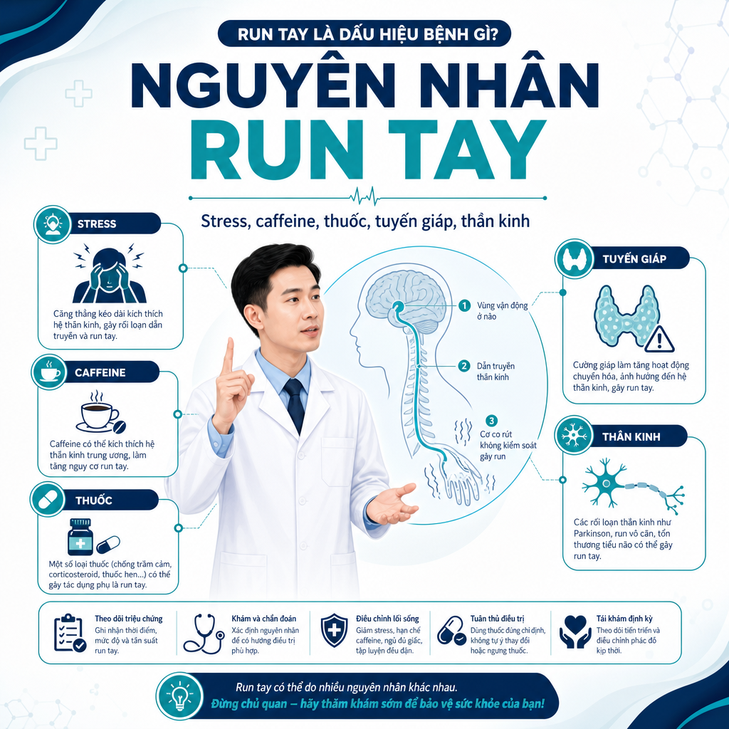 Nguyên nhân thường gặp gây run tay