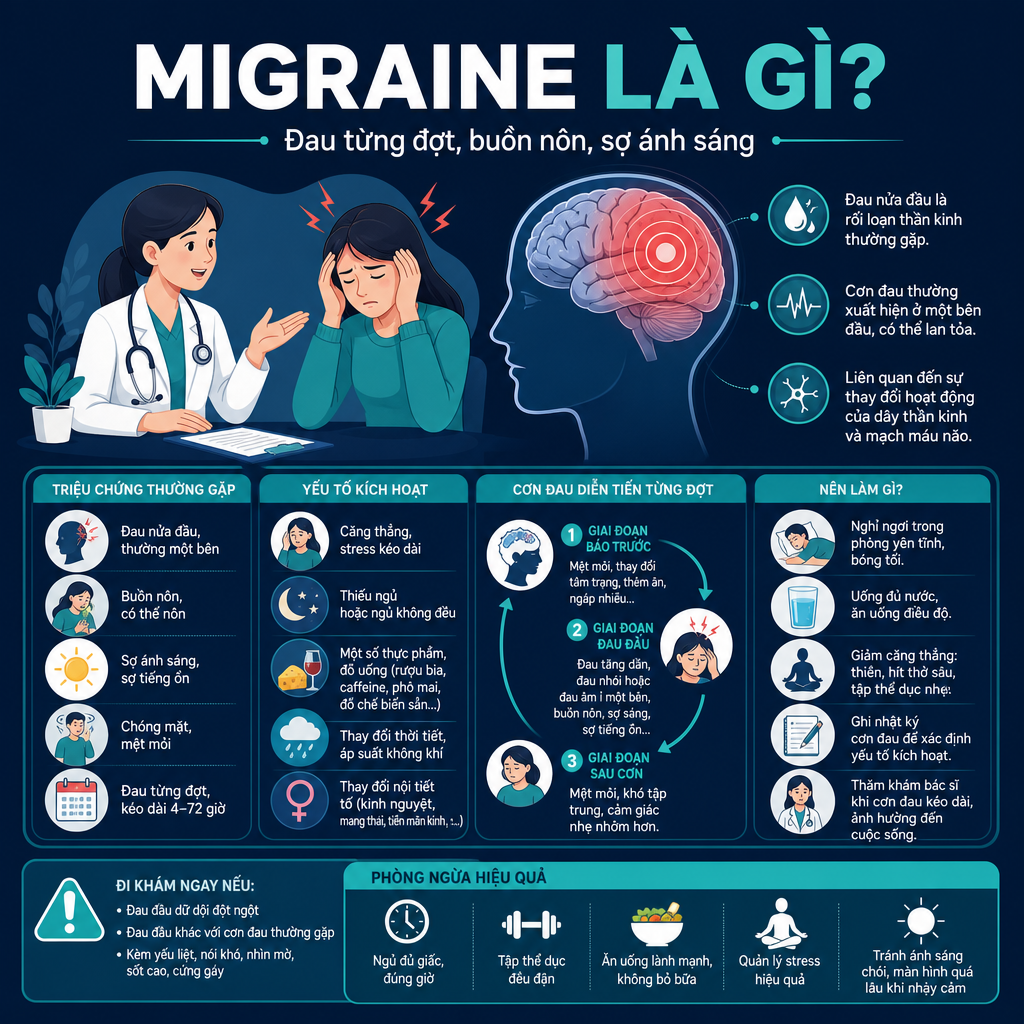 Migraine là gì và triệu chứng thường gặp