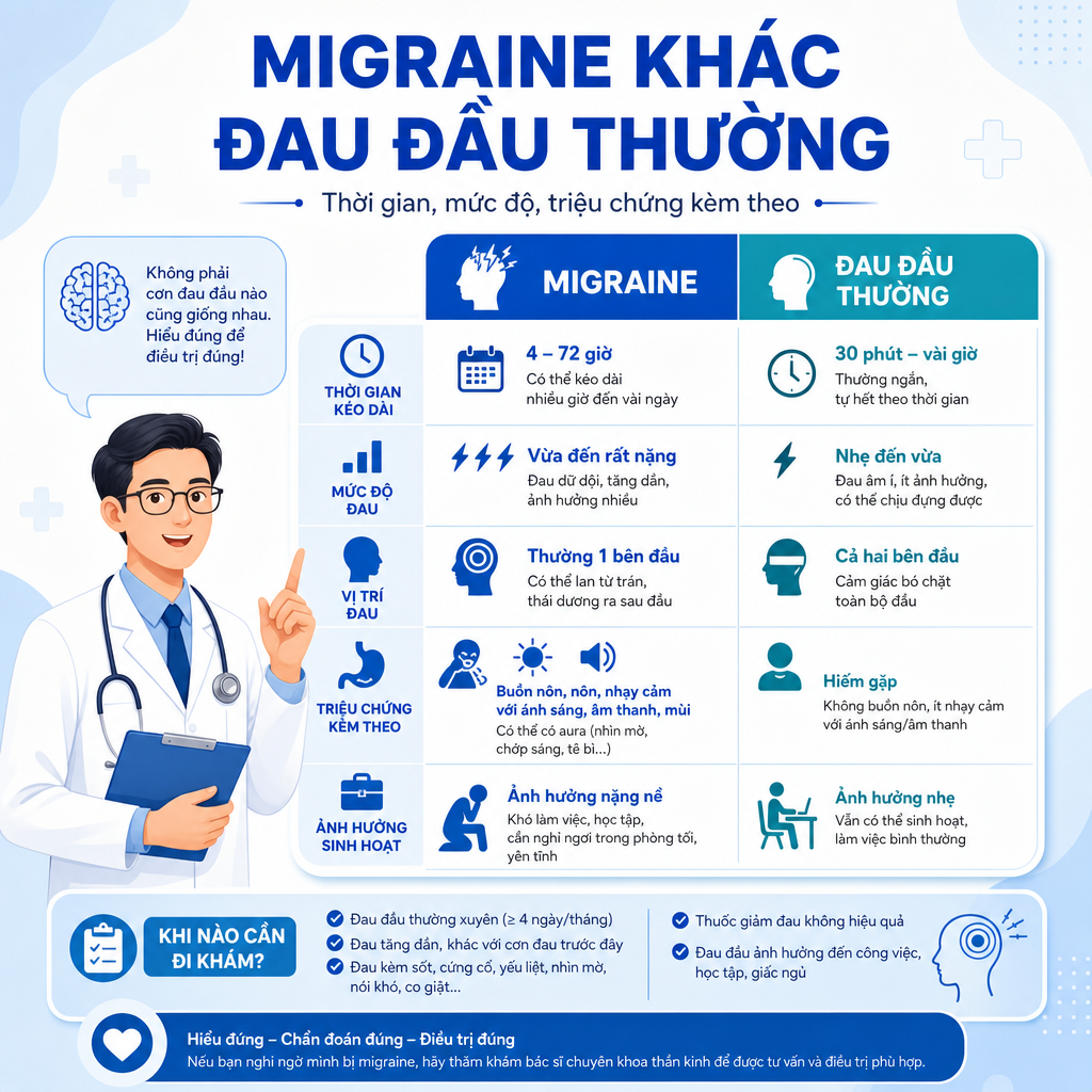 Phân biệt migraine với đau đầu thông thường