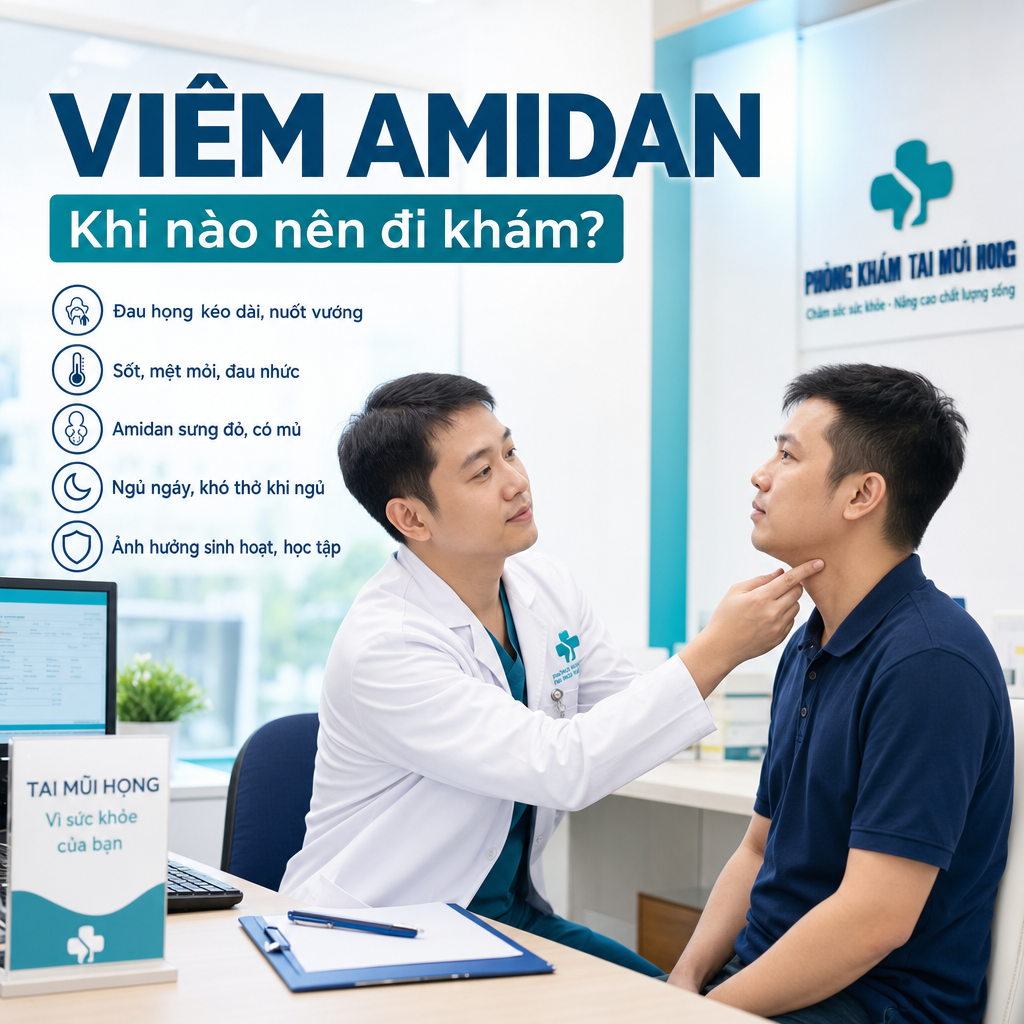 Bác sĩ tai mũi họng tư vấn người bệnh về viêm amidan