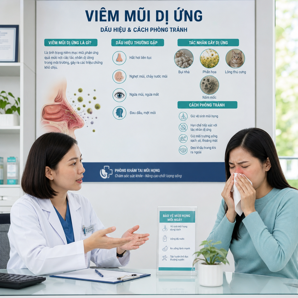 Bác sĩ tư vấn viêm mũi dị ứng trong phòng khám tai mũi họng